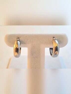 14K Gold Two-tone Latch back Hoops